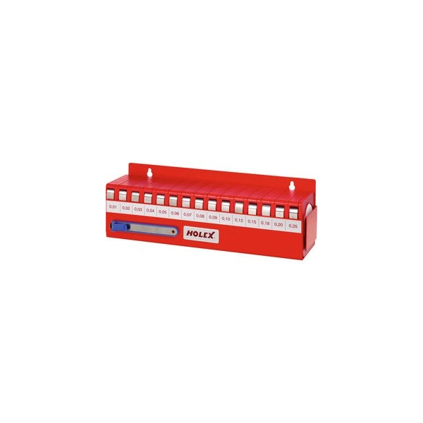 Feeler Gauge Shim Strip Set with Wall Rack, 0.01 - 0.25 mm